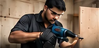 Carpenter using a power tool on timber
